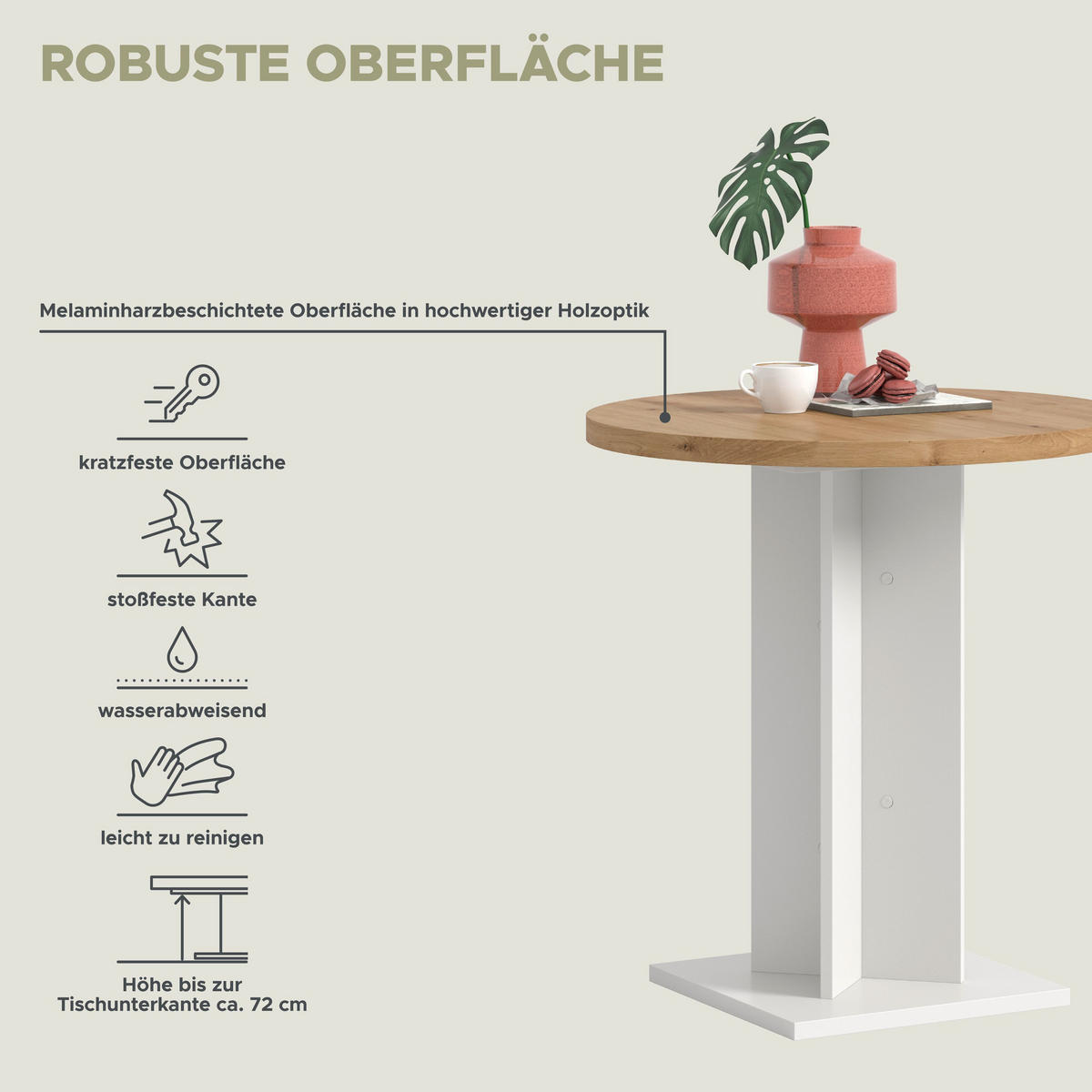 ESSTISCH GUSTAV (B/H/T: ca. 70/76/70 cm) in weiß/Artisan Eiche Nachbildung - Weiß, Holzwerkstoff (70/70/76cm)