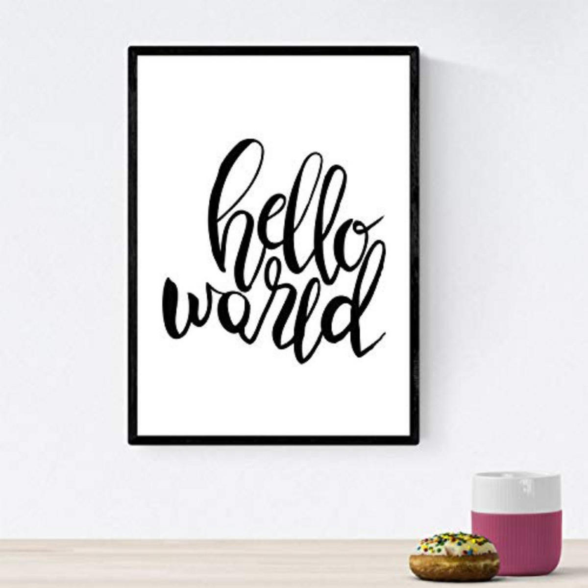 POSTER Set mit 4 glücklich und bunt ‚Magic‘ A3 Schwarzer Rahmen - Schwarz, Papier (29.7/3cm) - Nacnic