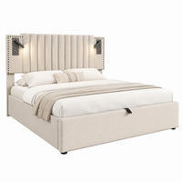 POLSTERBETT mit Bettkasten 160x200 cm Baumwolle Beige inkl. Matratze - Beige, Metall (160/200cm) - Meubliv