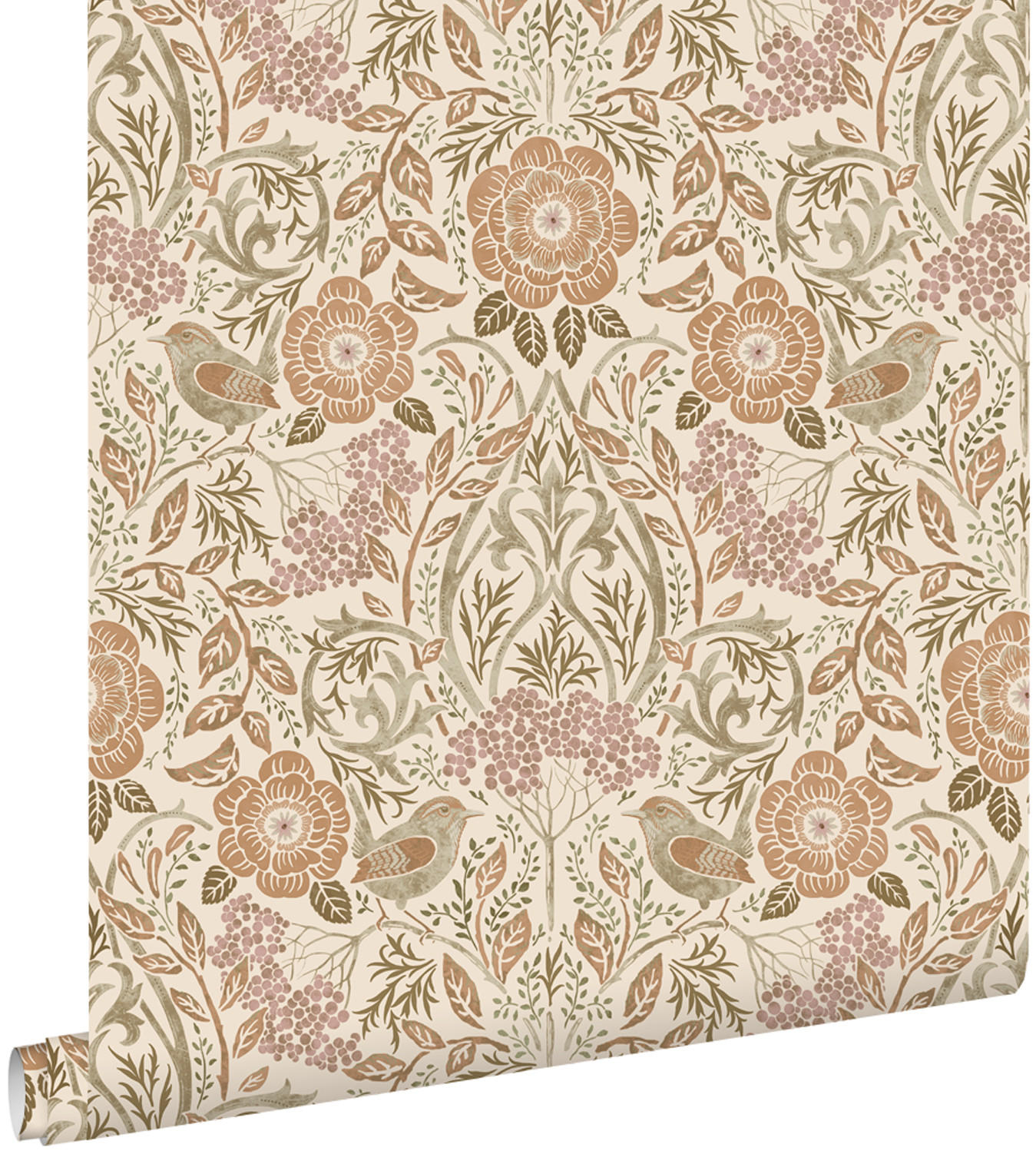 TAPETE Blumen und Vögel im Jugendstil 53 cm x 10.05 m - Beige, Papier (53/1000cm) - ESTAhome