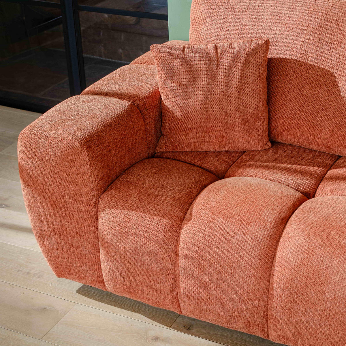 SOFA 3-Sitzer, Terrakotta - Rot, Textil (100/90/238cm) - Oviala