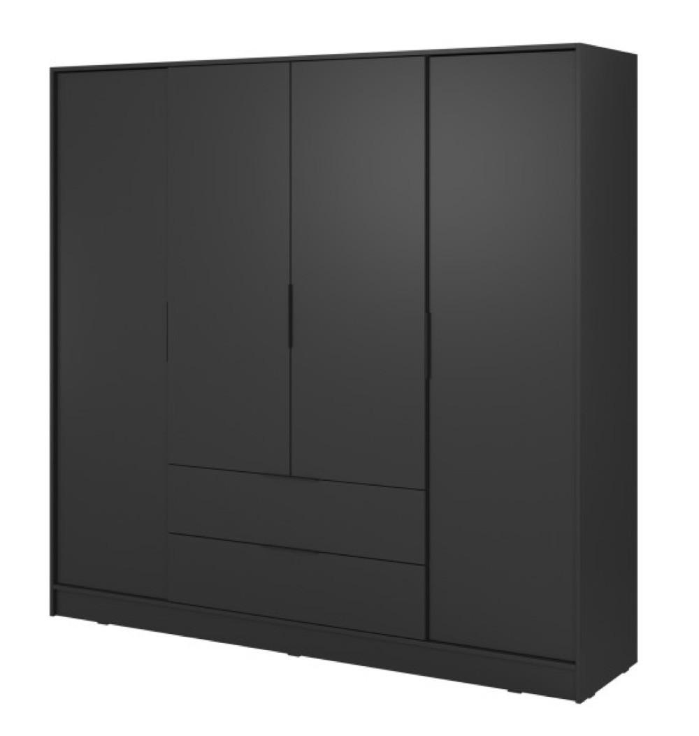 SCHRANK Schwarz ELLY 4D Mit Regalen Und Schubladen - Schwarz, Holzwerkstoff (206/200/51cm) - Sepro Meble