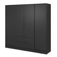 SCHRANK Schwarz ELLY 4D Mit Regalen Und Schubladen - Schwarz, Holzwerkstoff (206/200/51cm) - Sepro Meble