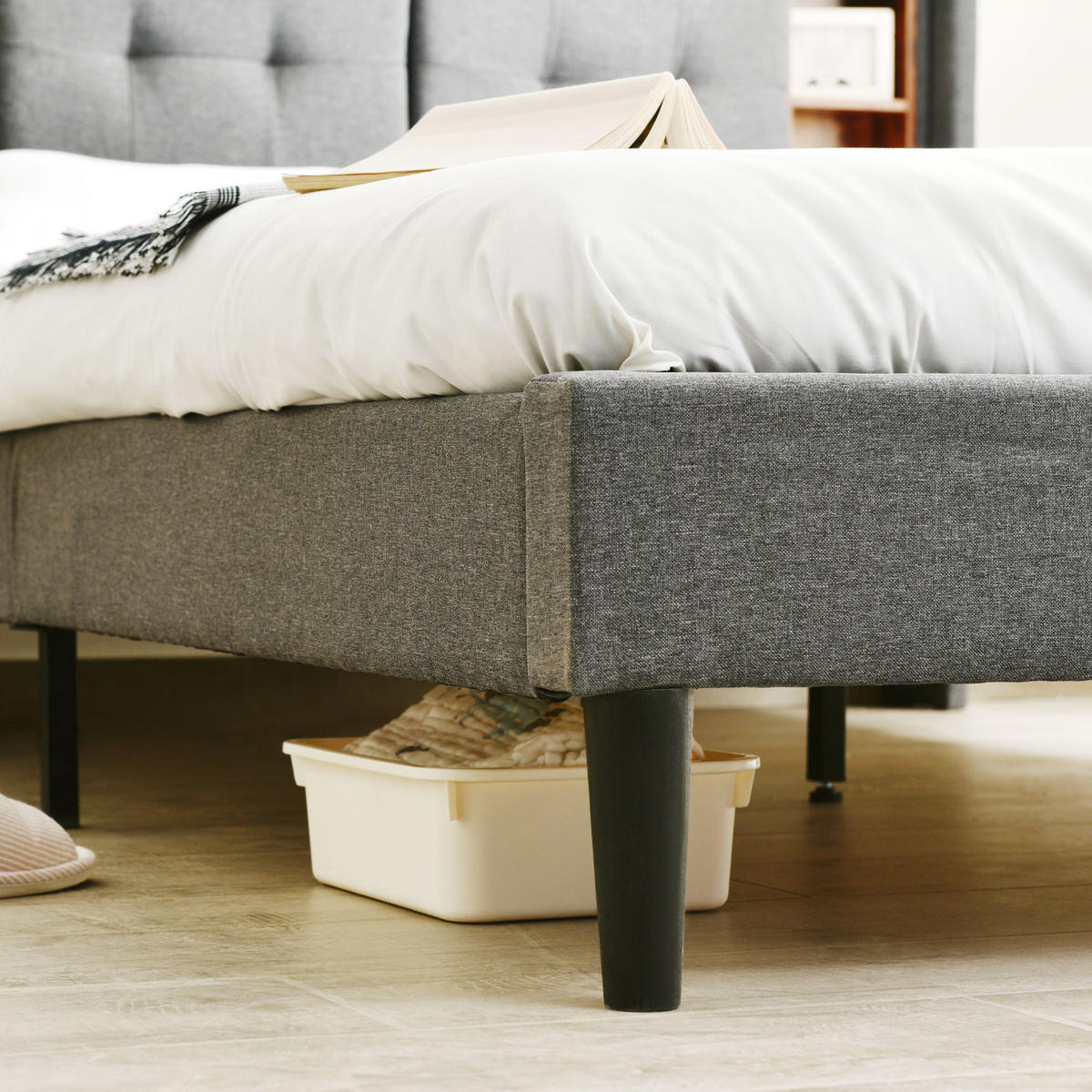 POLSTERBETT 160/200 cm mit Stauraum-Kopfteil, LED & USB/Steckdosen, Grau - Grau, Holz (160/200cm) - Redom