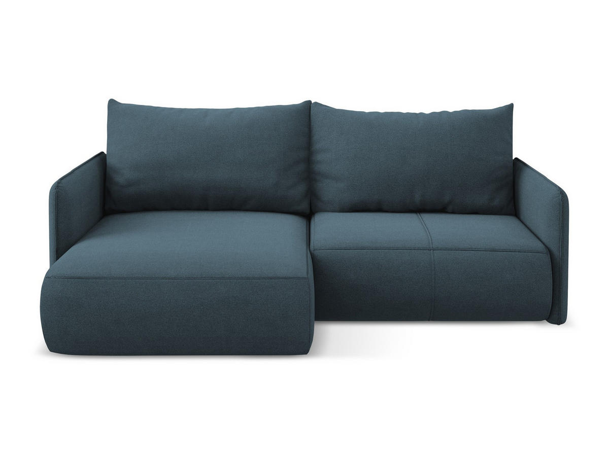 ECKSOFA mit Schlaffunktion Strukturstoff Stoff Blau - Blau/Blaugrau, Kunststoff/Textil (148/207cm) - Makamii