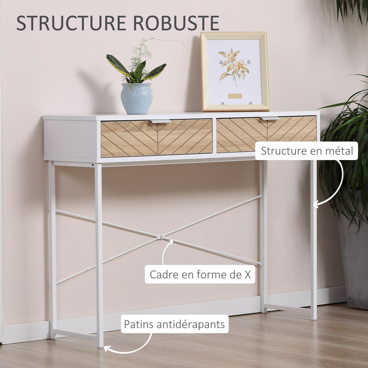 KONSOLENTISCH DE-16756 Eichenoptik & Weiß - Weiß, Holzwerkstoff (100/30/75cm) - ComfortXL