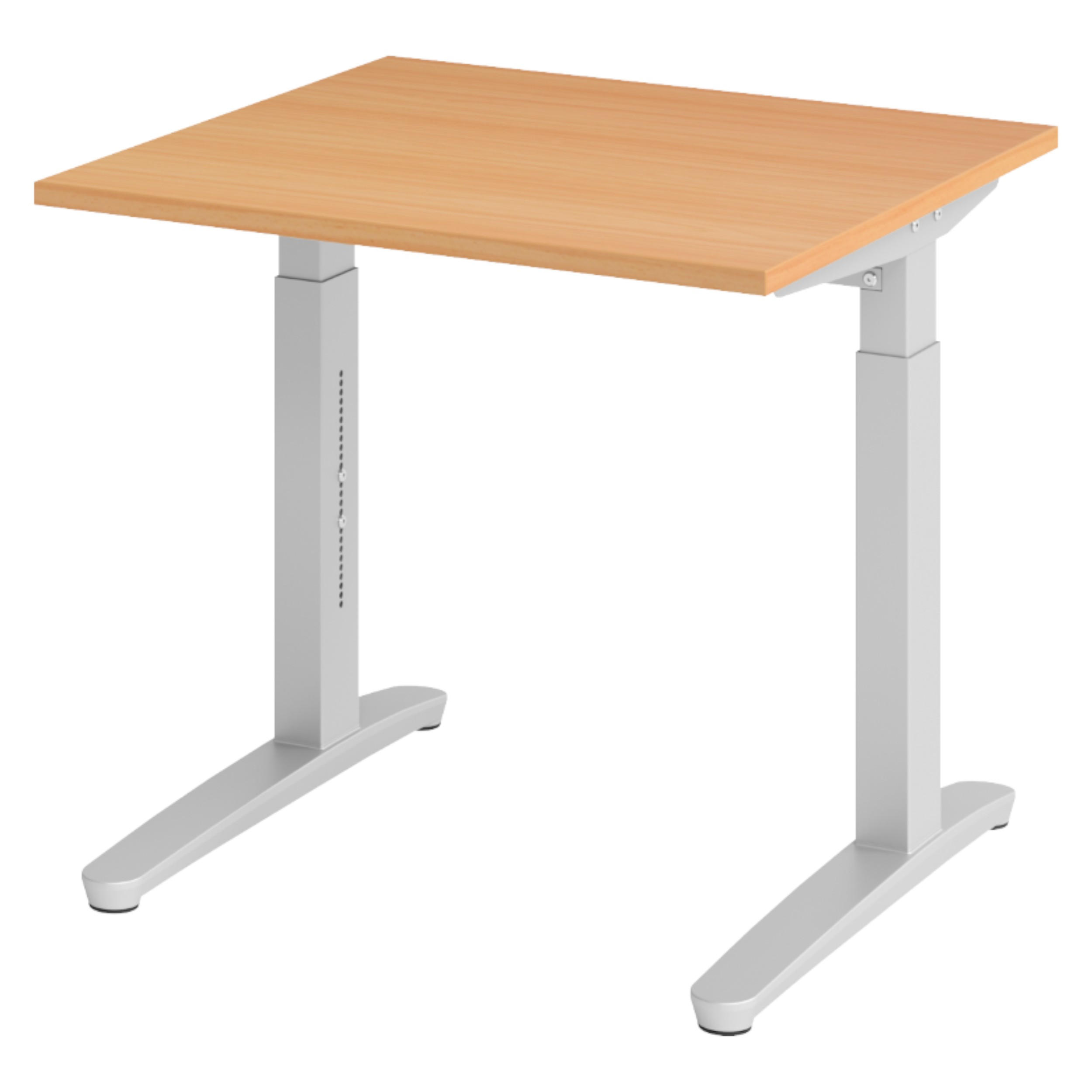 SCHREIBTISCH Serie-XB 80/80/74 cm in Buchefarben/Silberfarben - Buchefarben/Silberfarben, Holzwerkstoff (80/80/74cm) - bümö