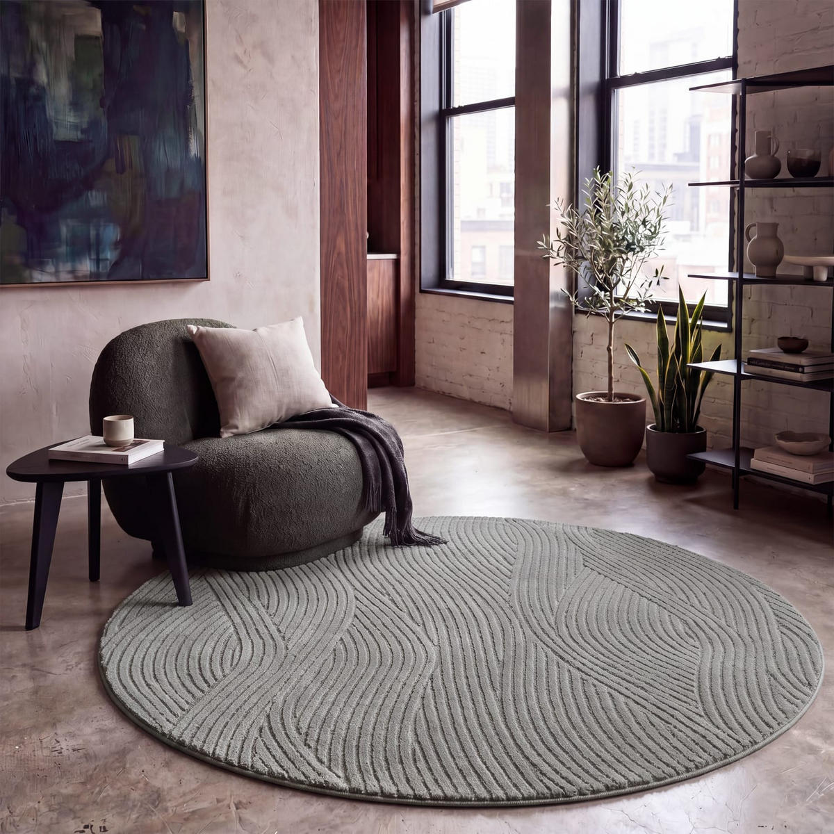 HOCHFLORTEPPICH 160/160 cm Tokio 478 - Grau, Kunststoff (160/160cm) - Paco Home