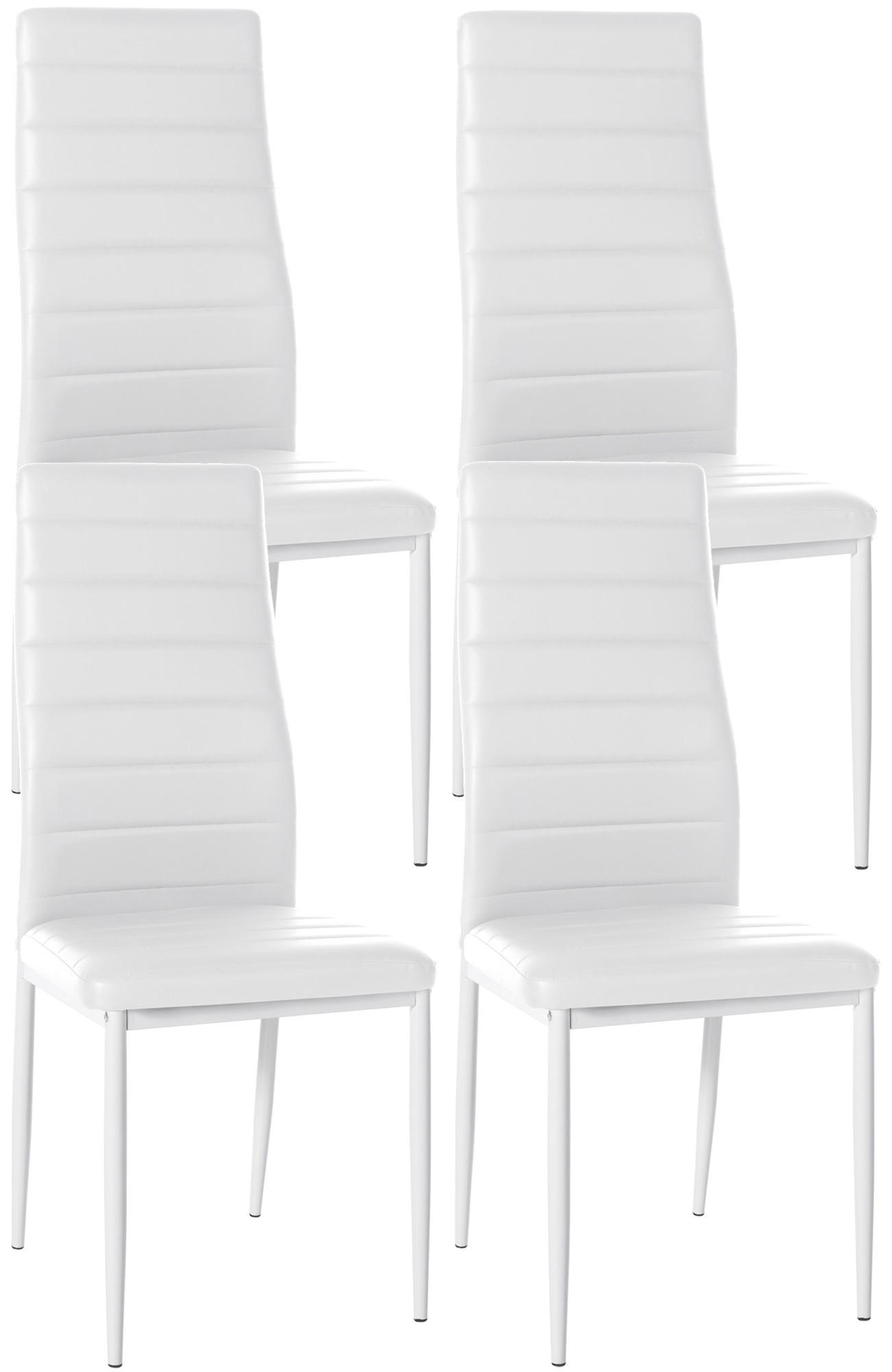 ESSZIMMERSTÜHLE Mayfair 4er Set 99x41,5x40 cm Weiß - Weiß, Leder (41.5/99/40cm) - furnicato