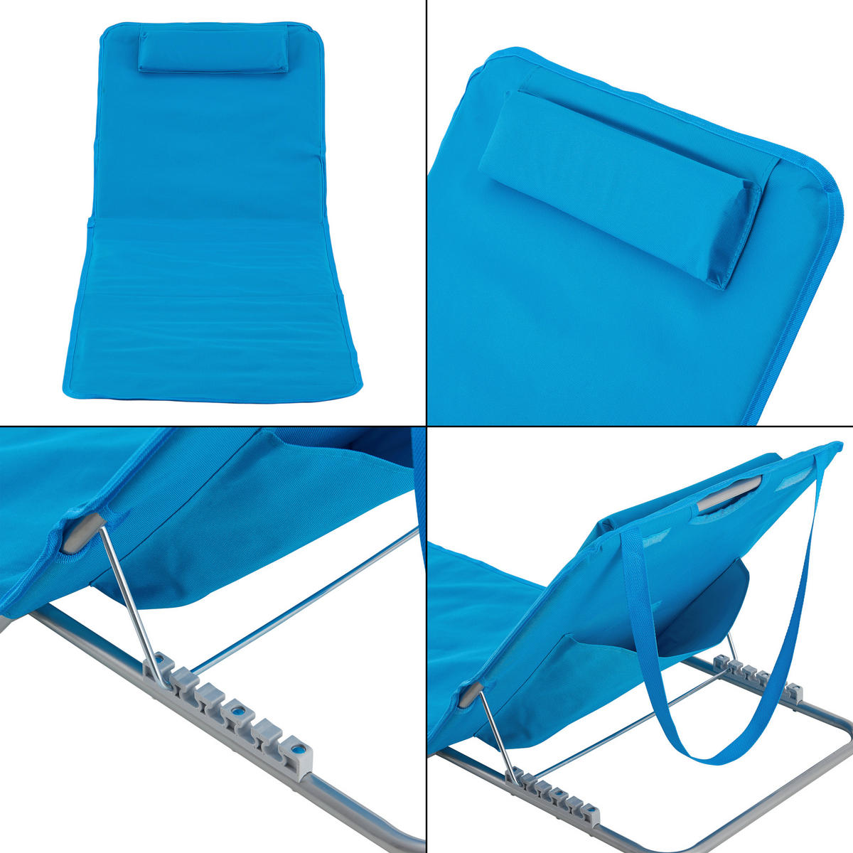 STRANDMATTEN-SET 2 TLG. Cellorigo - Blau, Textil/Metall (160/42/49cm) - [en.casa]