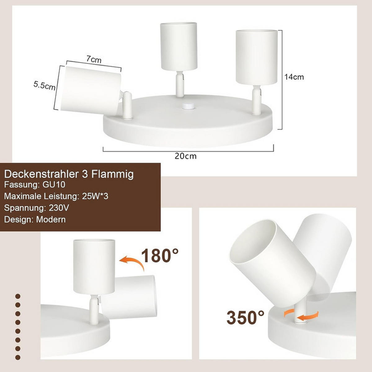 STRAHLER Freiheit 24/24/14 cm - Weiß, Metall (24/24/14cm) - Nettlife