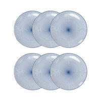 DESSERTTELLER Navia dunkelblau mit braunem Rand 19 cm 6er-Set - Dunkelblau, Keramik (19cm) - Homla