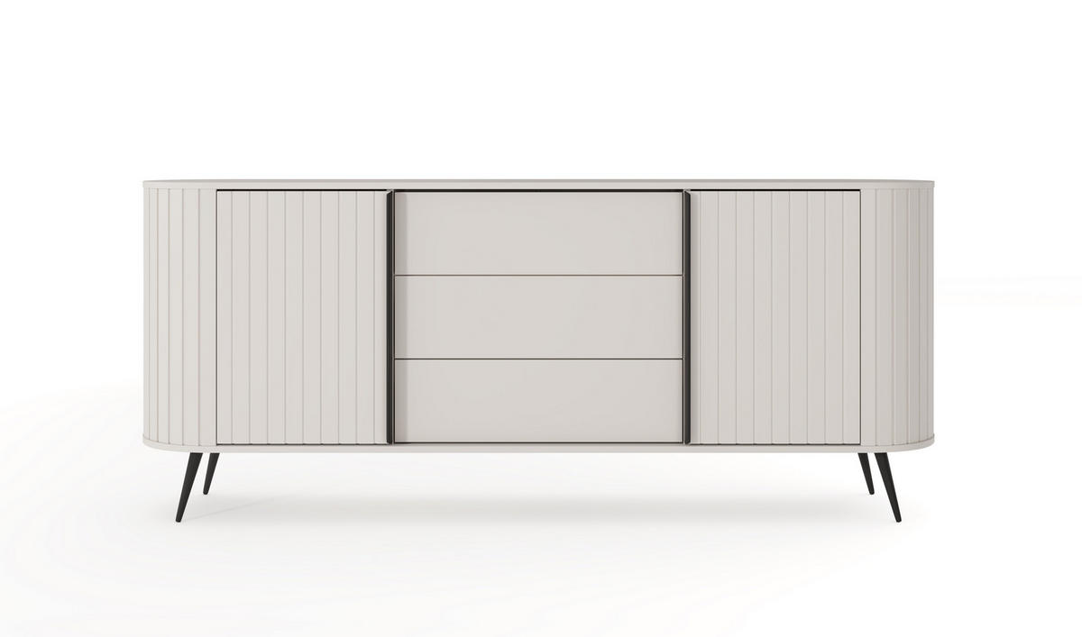 KOMMODE, hellgrau, 196 x 81,8 x 40,2 cm - Schwarz/Grau, Holzwerkstoff/Metall (196/81.8/40.2cm) - 3XE LIVING