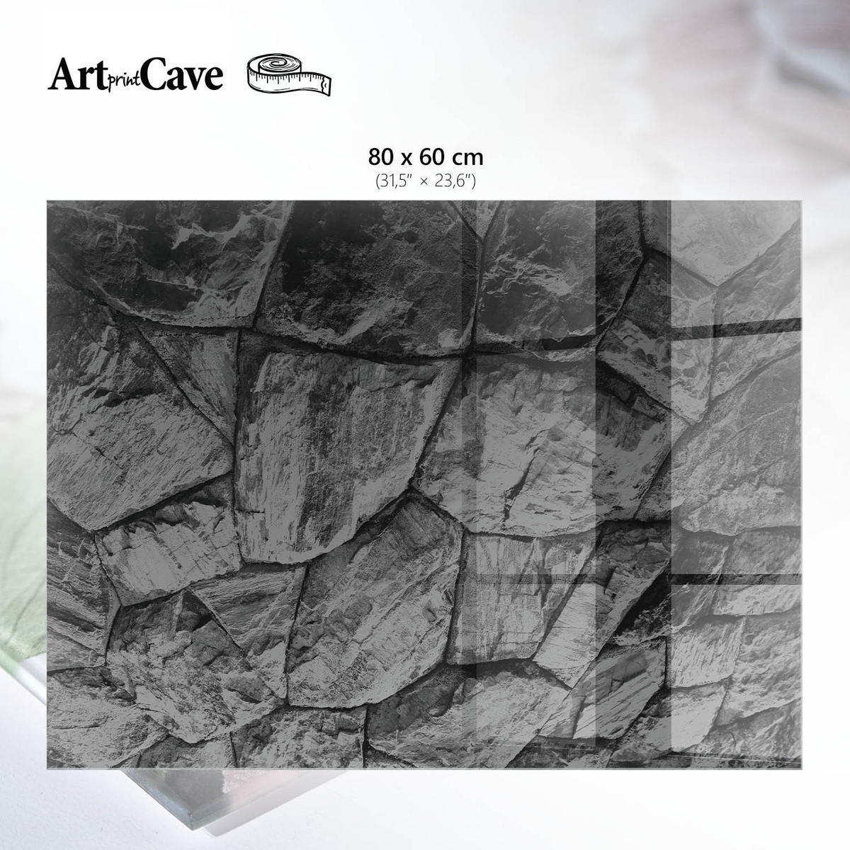 GLASPLATTE 80x60 cm – Steinstruktur - Beige, Glas (0.4/80/60cm) - ArtPrintCave