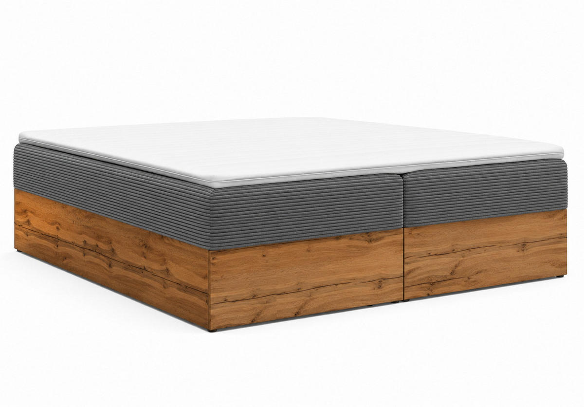 BOXSPRINGBETT LOLY 160x200 cm Bonell H3 mit Bettkasten Dunkelgrau - Schwarz/Grau, Kunststoff/Textil (160/200cm) - KS Home Concept