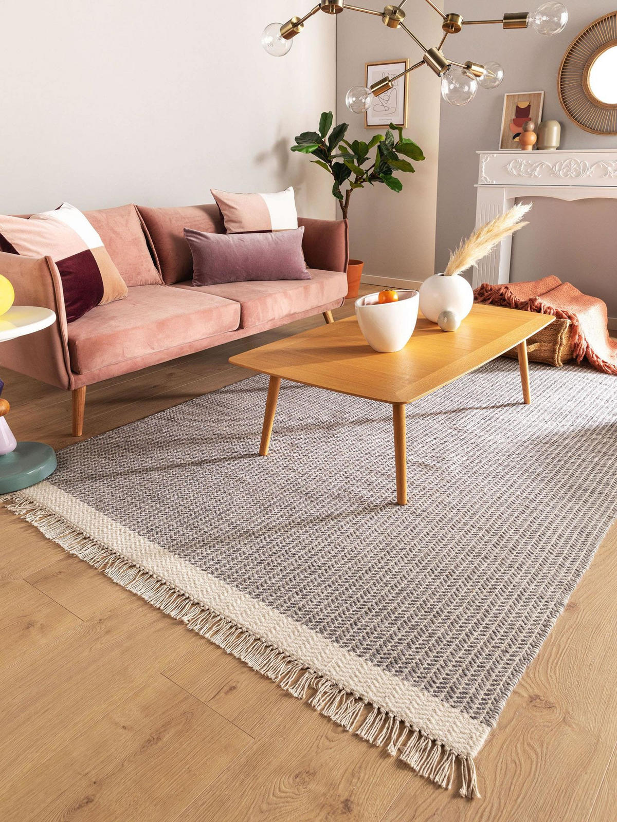 TEPPICH Wollteppich Kim Grau - Grau, Textil (160/1cm) - KUNSTLOFT