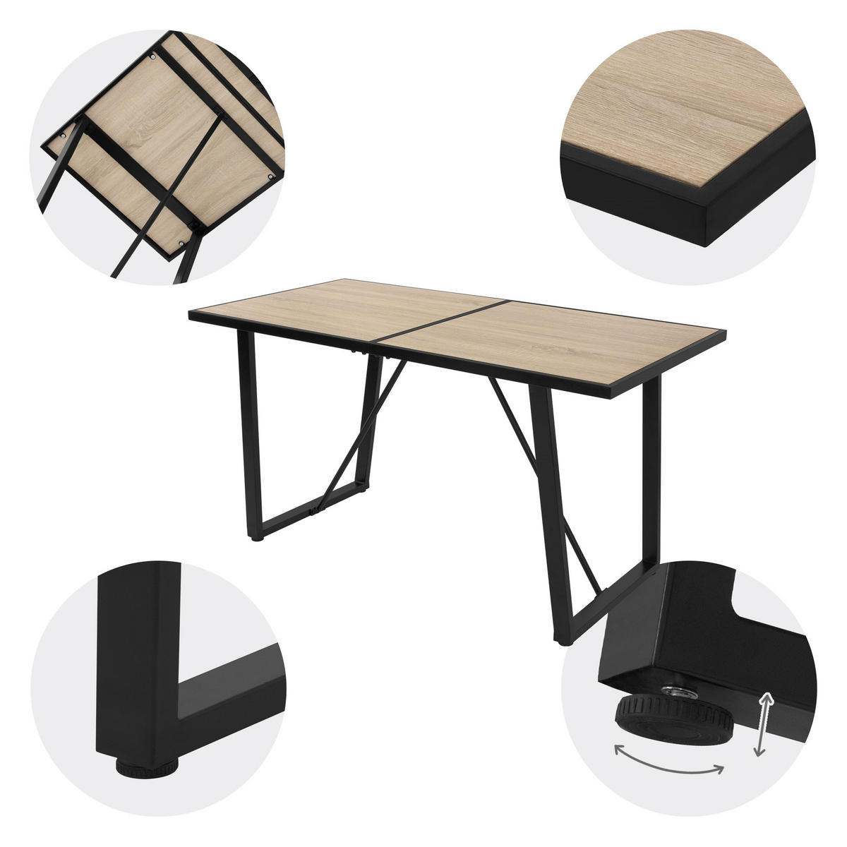 TISCH - Braun, Metall (140/70/75cm) - ML-DESIGN