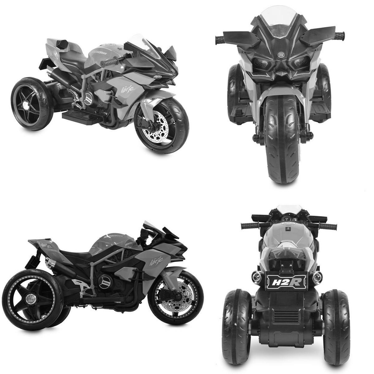 ELEKTROMOTORRAD Ninja blau drei Kunststoffräder, LED-Beleuchtung, Mp3 - Blau, Kunststoff (105/33/53cm) - Moni