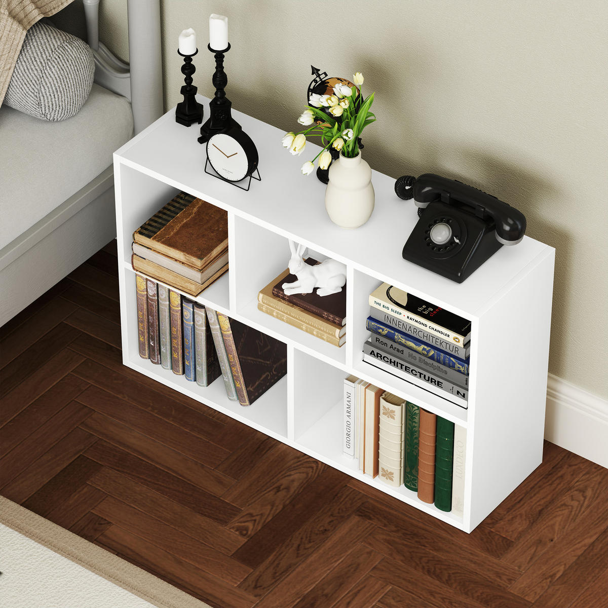 BÜCHERREGAL, Standregal mit 5 Ebenen, Aufbewahrungsregal, für Wohnzimmer - Weiß, Karton (24/80/50cm) - HOMCOM