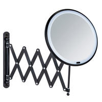 TELESKOP-KOSMETIKSPIEGEL mit LED-Beleuchtung 55/20/34 cm - Schwarz, Glas (20/34/55cm) - Wenko