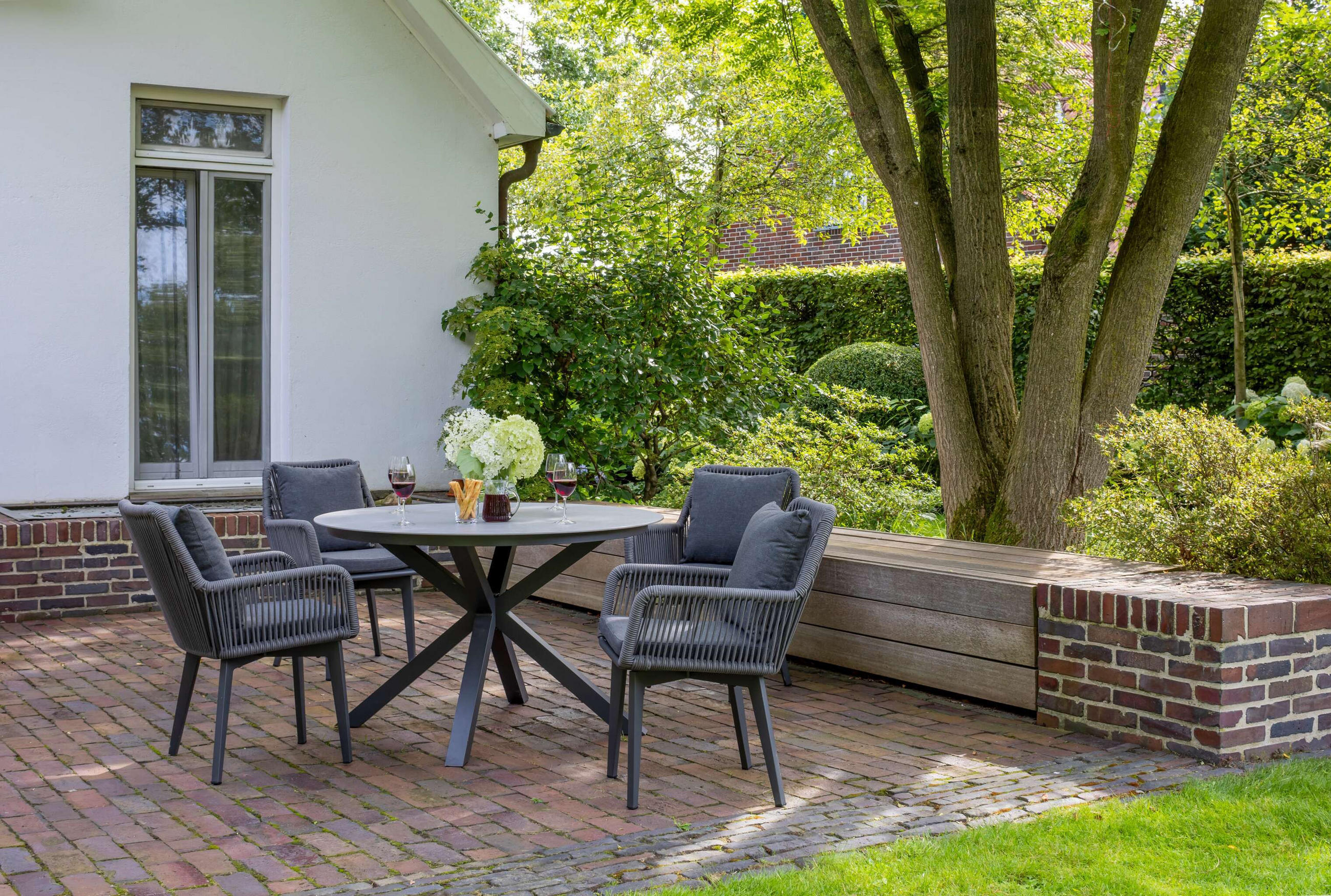 GARTENMÖBEL-SET Marbella und Almeria - Grau, Metall - Mr. Deko