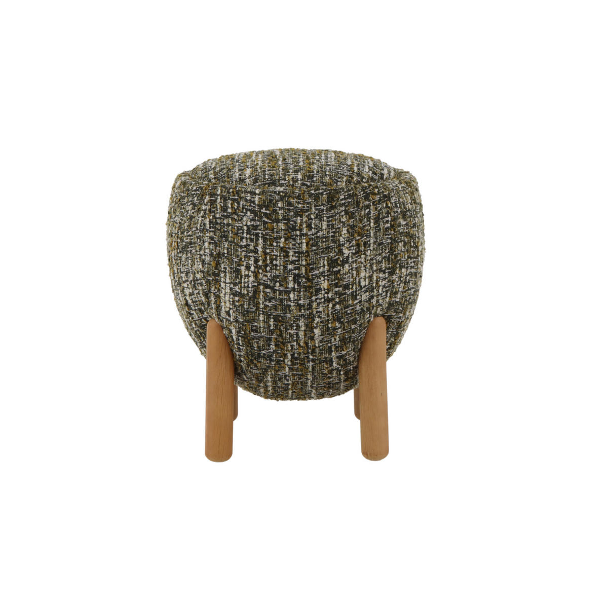 HOCKER Theo, Natur Massiveiche + grüner Stoff - Grün, Holz (45.5/52/45.5cm) - WOODEK