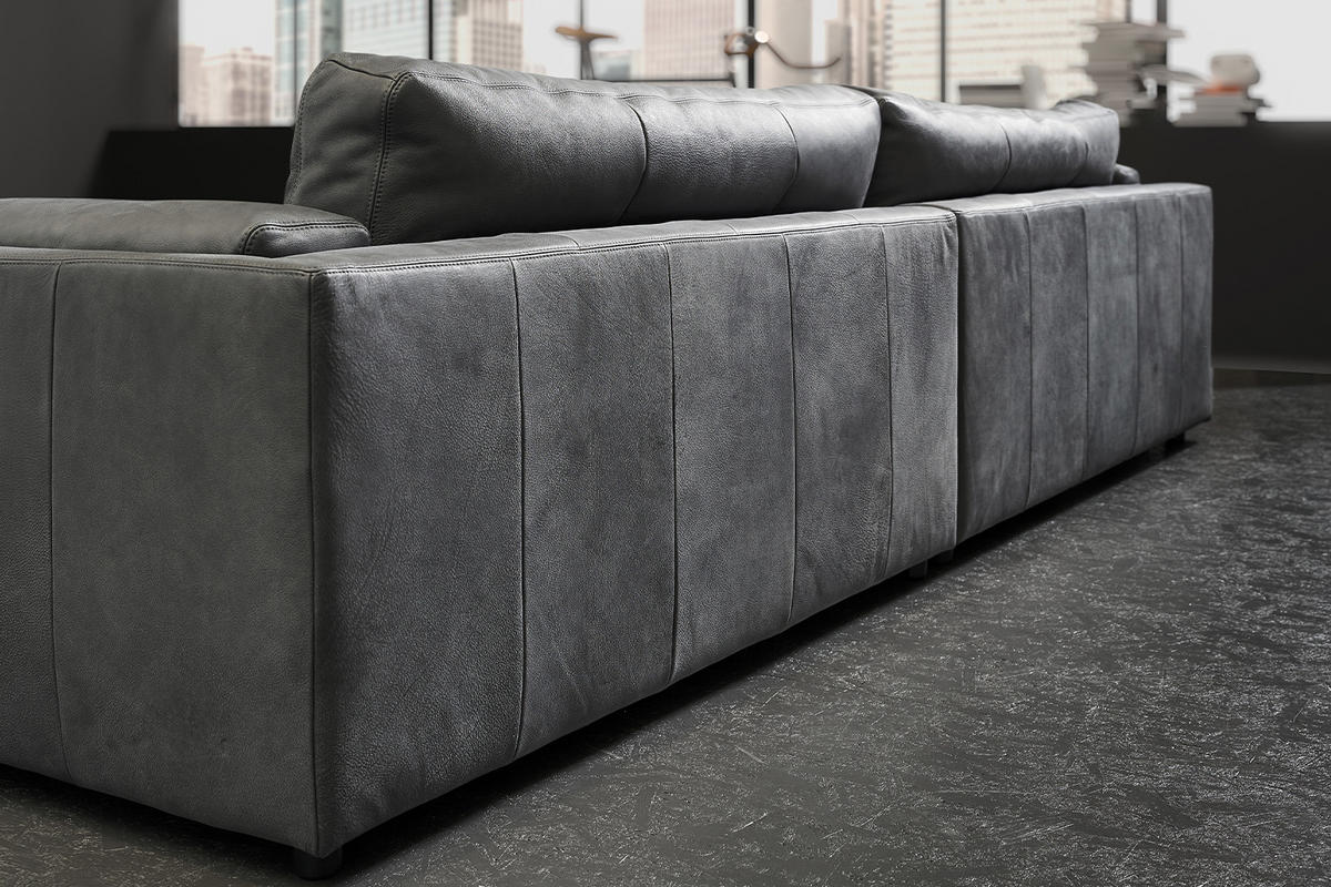 BIG SOFA RAINA Anthrazit Leder - Anthrazit/Schwarz, Leder/Kunststoff (254/85/150cm) - KAWOLA