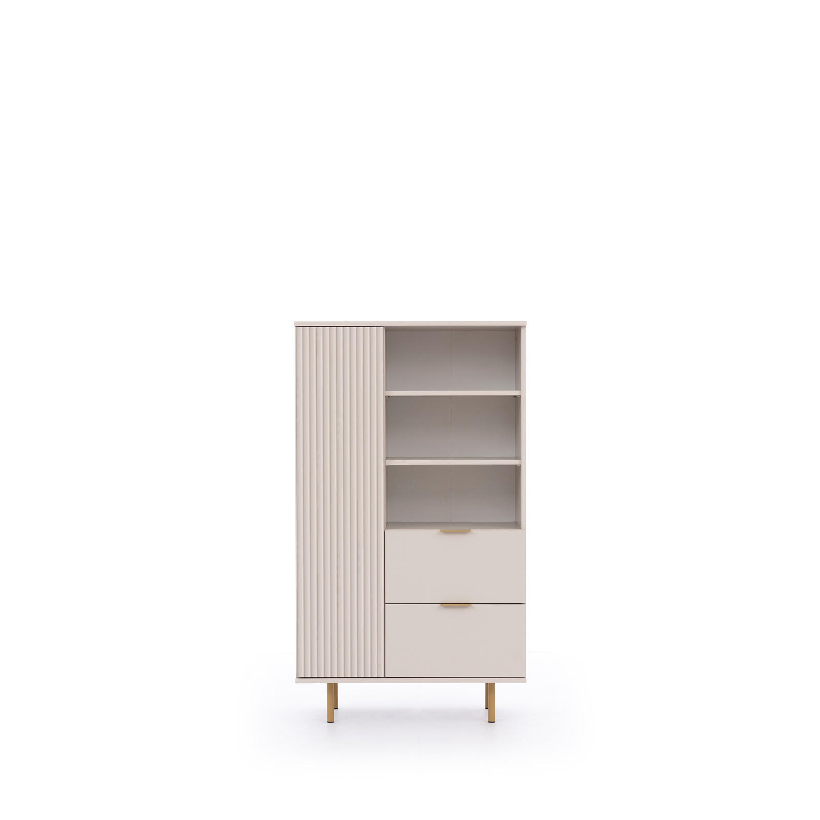 BÜCHERREGAL Nubia R1D2SZ Kaschmir - Kaschmir/Goldfarben, Holzwerkstoff/Metall (80/140/41cm) - Ravio