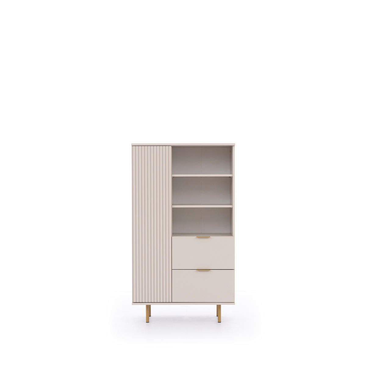 BÜCHERREGAL Nubia R1D2SZ Kaschmir - Kaschmir/Goldfarben, Holzwerkstoff/Metall (80/140/41cm) - Ravio