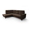 ECKSOFA KONGO RBN14, Eckcouch in L-Form mit Schlaffunktion, Farbe: Dunkelbraun, Velourstoff, Ottomane Links - Dunkelbraun, Textil (260/200cm) - O-Sofa