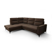 ECKSOFA KONGO RBN14, Eckcouch in L-Form mit Schlaffunktion, Farbe: Dunkelbraun, Velourstoff, Ottomane Links - Dunkelbraun, Textil (260/200cm) - O-Sofa