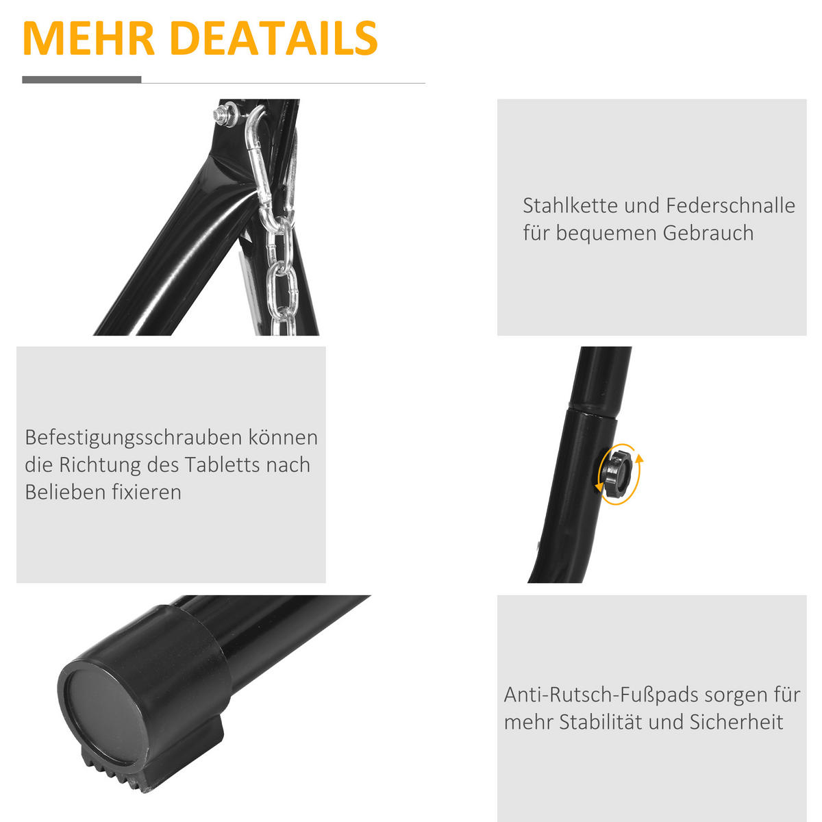 HÄNGESESSEL Gestell Metall Schwarz - Schwarz, Metall (110/110/210cm) - Outsunny