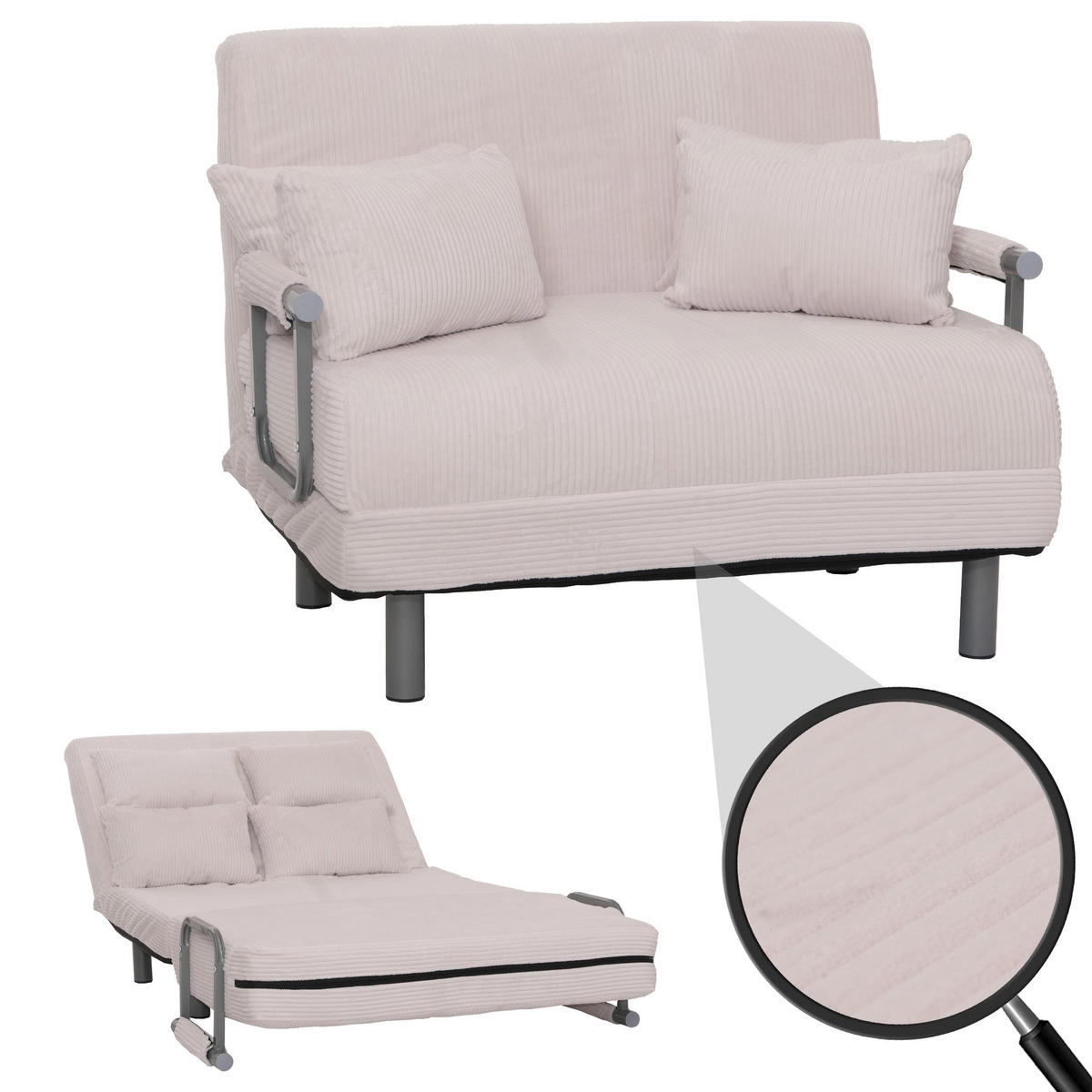 SCHLAFSESSEL Cremeweiß - Weiß, Textil (105/80/190cm) - MCW