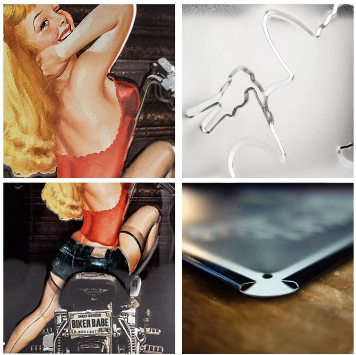 BLECHSCHILD 20/30 cm Harley-Davidson Biker Babe - Multicolor, Metall (20/30/0.2cm) - Nostalgic-Art