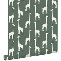 TAPETE Giraffen 53 cm x 10.05 m - Grün, Papier (53/0.1cm) - ESTAhome