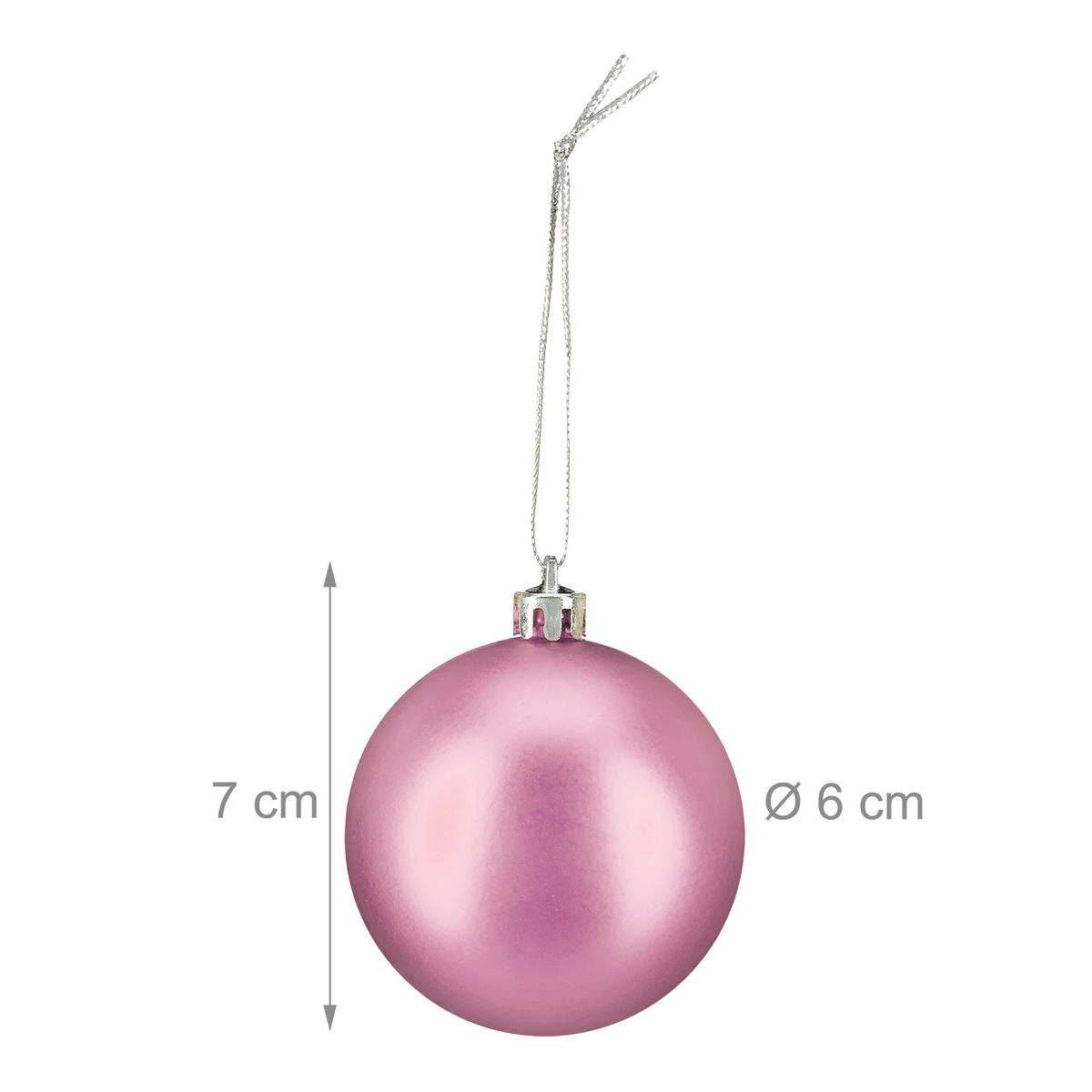 100XWEIHNACHTSKUGELN - Rosa, Kunststoff (6/7/6cm) - Relaxdays