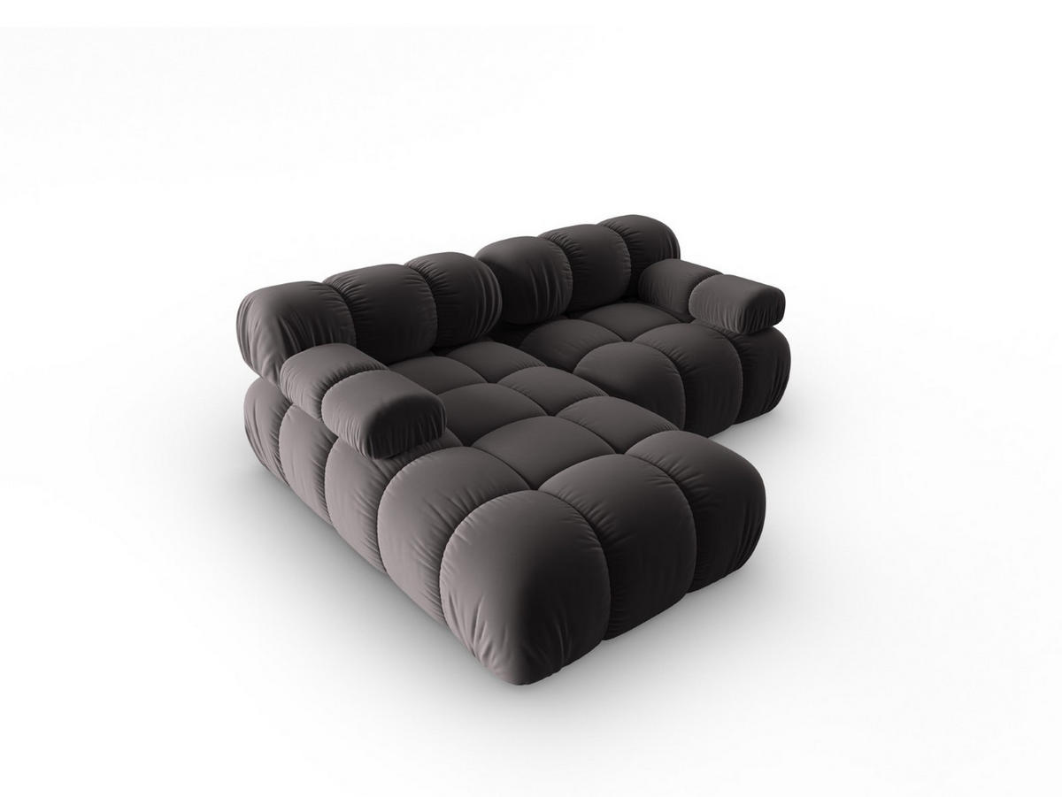 MODULARES-ECKSOFA links Bellis aus Samt dunkelgrau 3 Sitzplätze - Dunkelgrau, Textil (157/191cm) - Micadoni