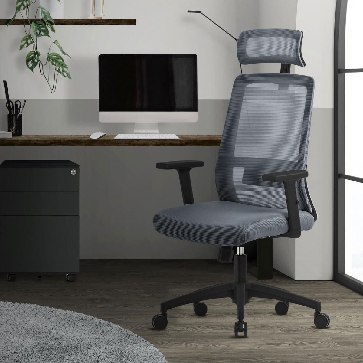 SCHREIBTISCHSTUHL Surpreme grau - Grau, Kunststoff (66/123/68cm) - ML-DESIGN