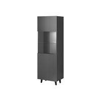 VITRINE Vamos Grey - Anthrazit/Schwarz, Holzwerkstoff/Kunststoff (60/183/42cm) - MIRJAN24