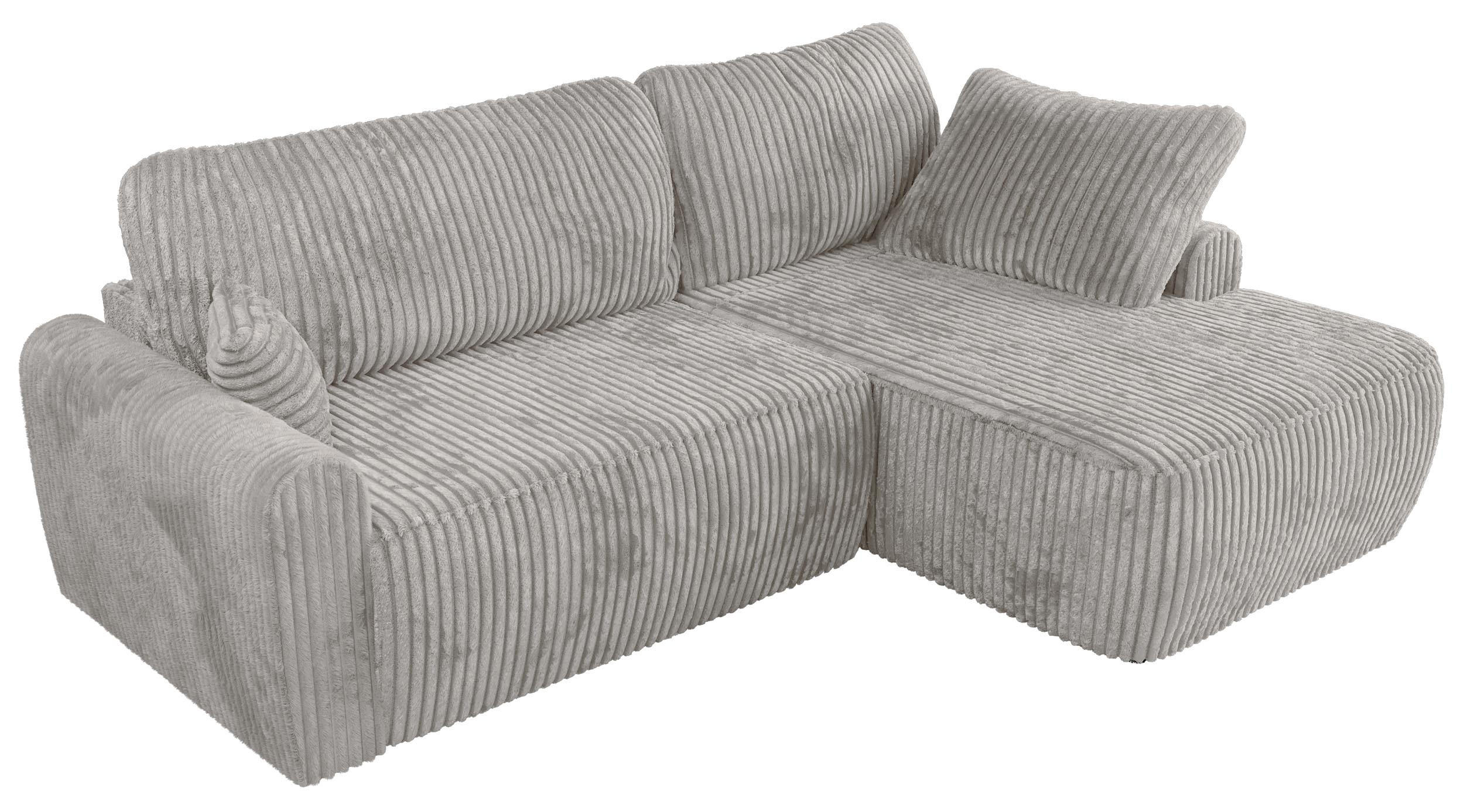 ECKSCHLAFSOFA CUBO L Grau Cord - rechts - Schwarz/Grau, Kunststoff/Textil (187/273cm) - MKS
