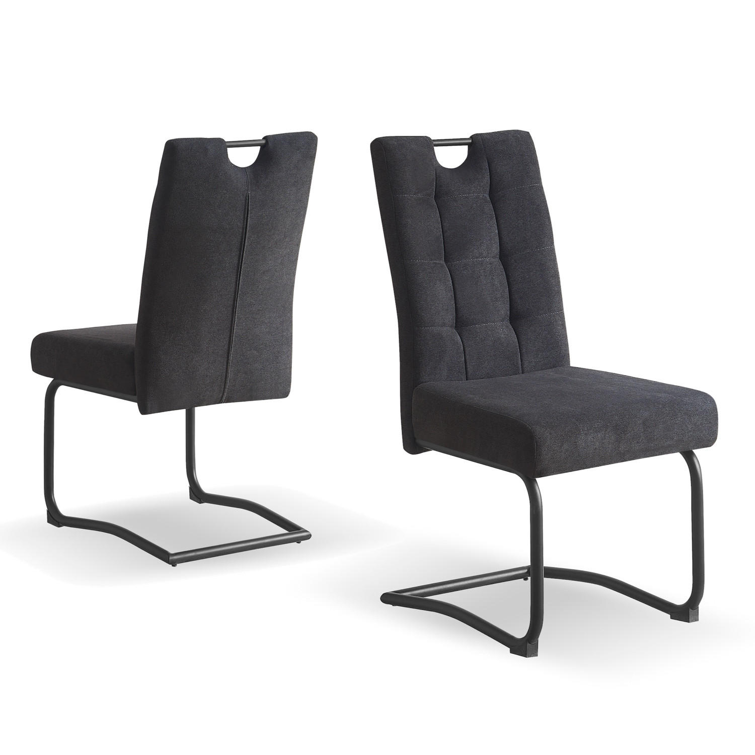 SCHWINGSTUHL SOFIA Anthrazit 2 Stück - Anthrazit, Textil/Metall (48/97/60cm) - B&D Home