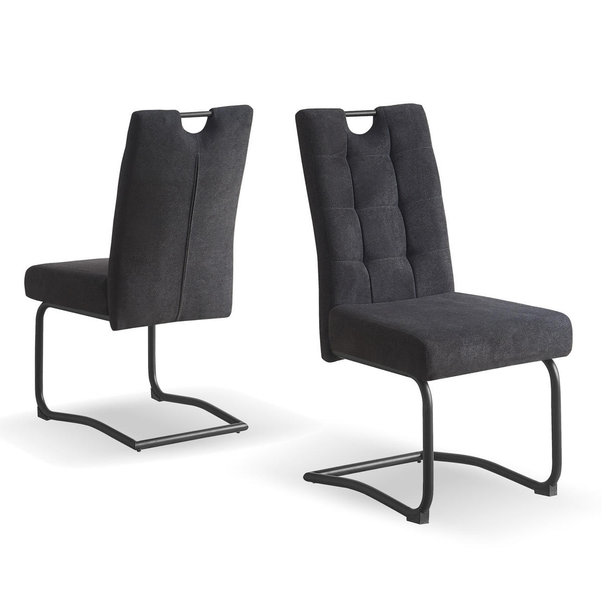 SCHWINGSTUHL SOFIA Anthrazit 2 Stück - Anthrazit, Textil/Metall (48/97/60cm) - B&D Home