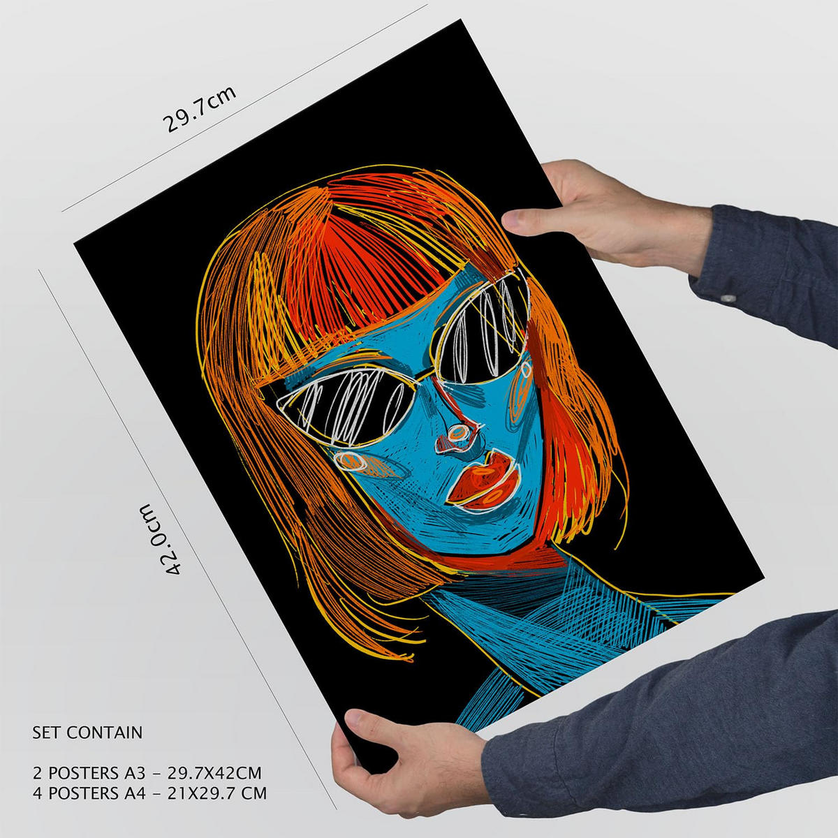 POSTER Set Mit 6 Schönheitstöne 3 In Weibliche Zusammenfassung Ästhetische Dekorative Gemälde Für Ihr Wohnzimmer Zuhause A3 & A4 Rahmenlos - Klar, Papier (29/3cm) - Nacnic