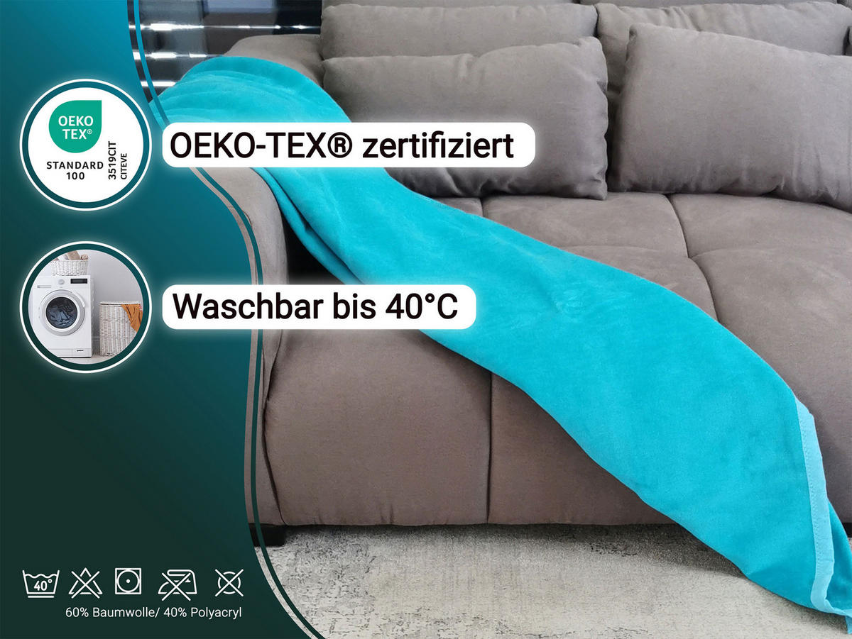 KUSCHELDECKE, 150x200 cm, 60% Baumwolle, 40% Polyacryl, Blau - Türkis, Naturmaterialien (150/200cm) - Zollner