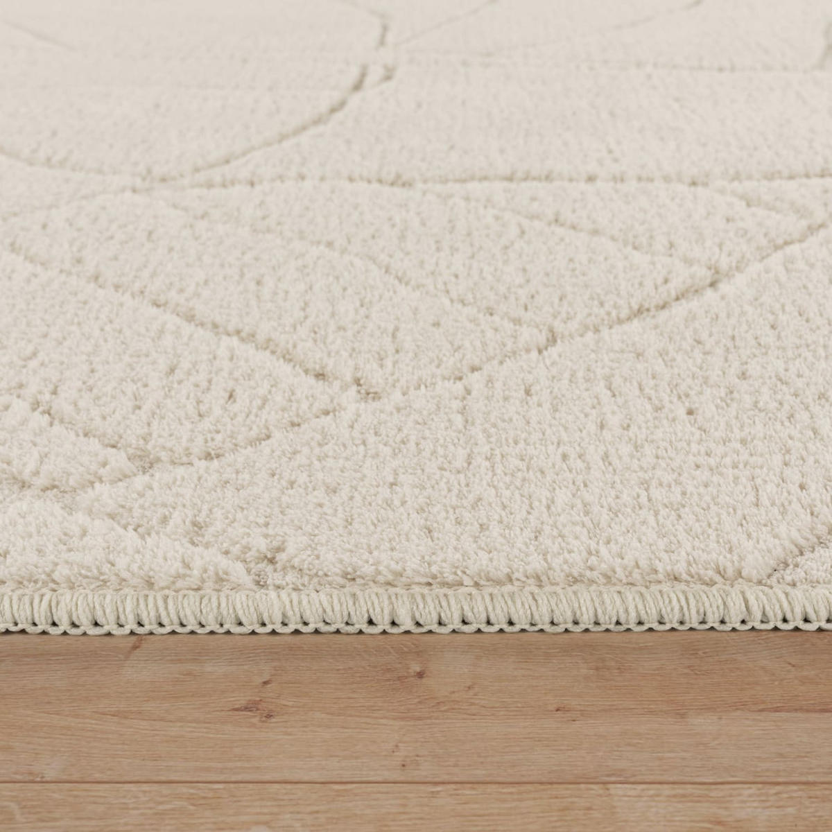 TEPPICH Kurzflor waschbar Struktur Wohnzimmer schmutzabweisend Creme Rechteckig 120x160 - Beige, Textil (160/120cm) - KADIMA DESIGN