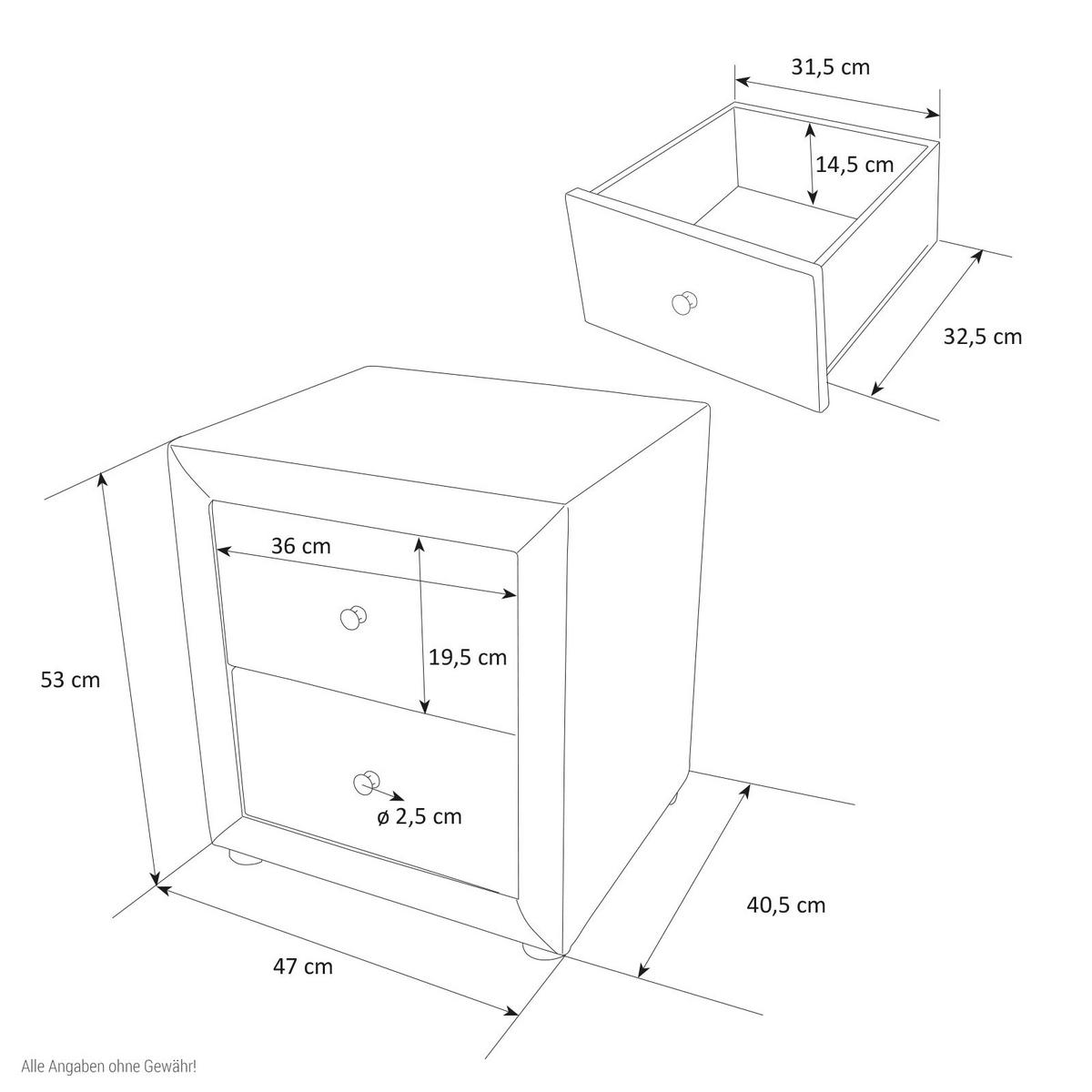 NACHTSCHRANK mit Schubladen in Kunstleder 53/47/41 cm in Braun - Braun, Textil (47/53/41cm) - Homestyle4u