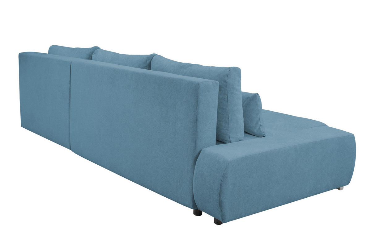 ECKSOFA Bloom mit Bettkasten und Schlaffunktion L-Form - Blau, Textil (267/185cm)