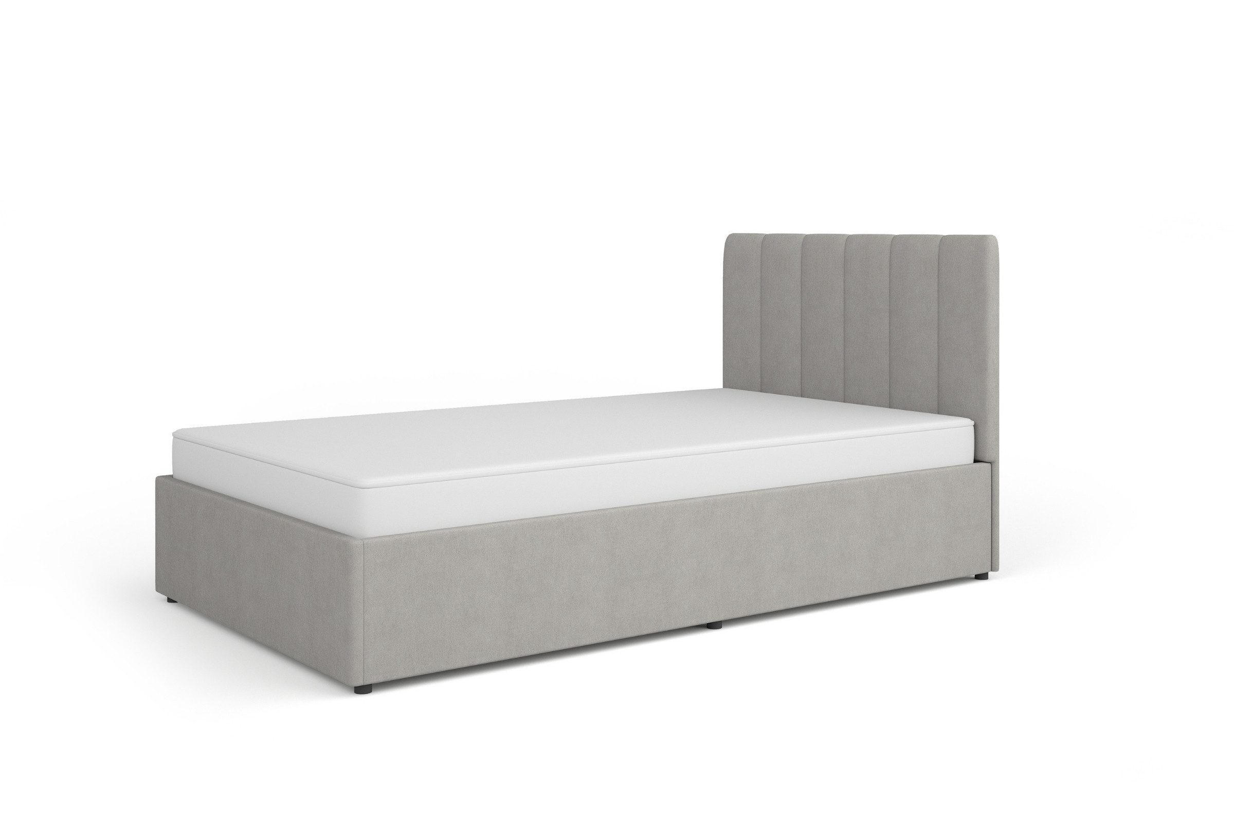 POLSTERBETT MONI 12 120/200 cm in Velours Grau - Grau, Holzwerkstoff/Textil (120/200cm) - Deine Möbel 24
