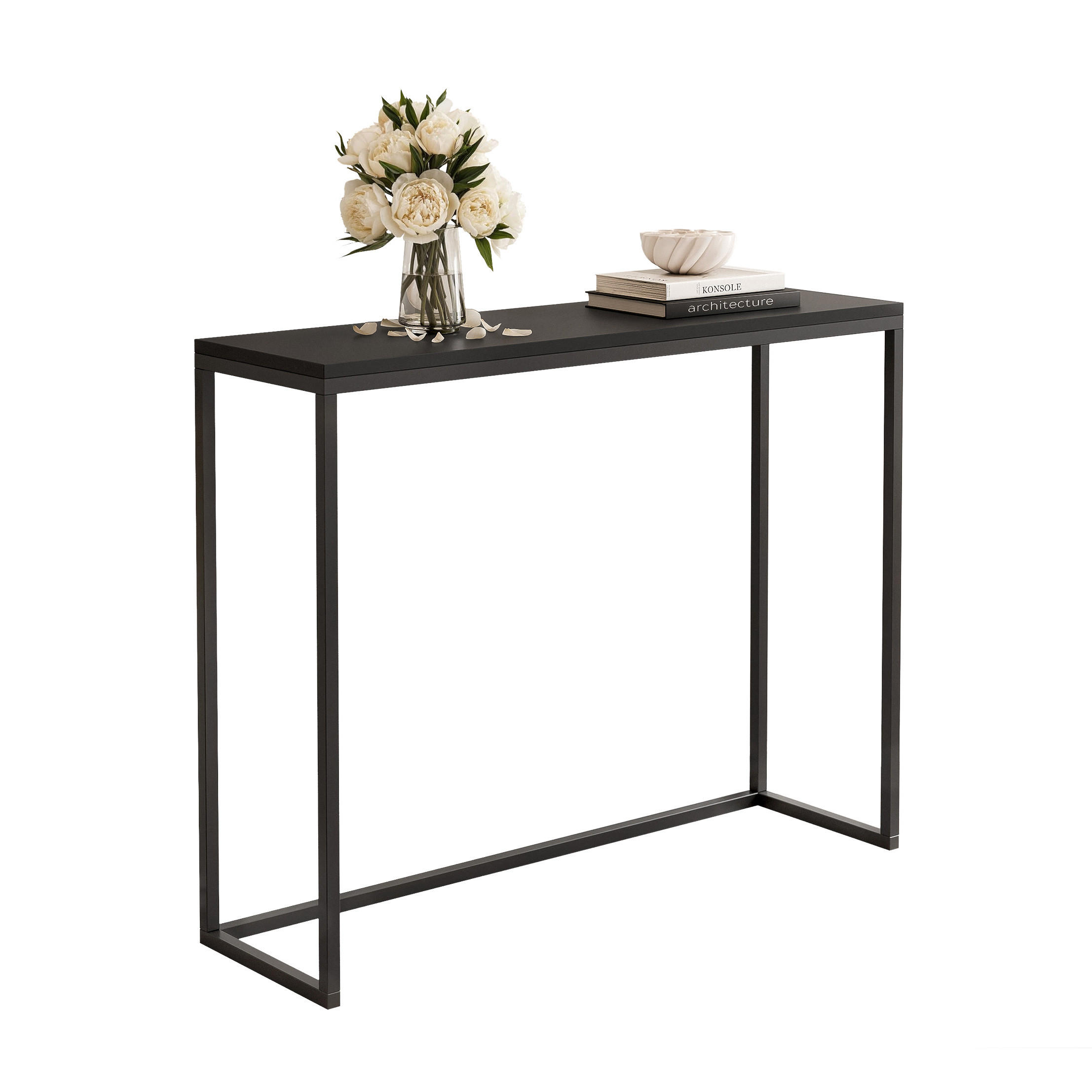 KONSOLENTISCH LORA 80 cm, Schwarz matt - Schwarz, Metall (30/80/80cm) - Idohome