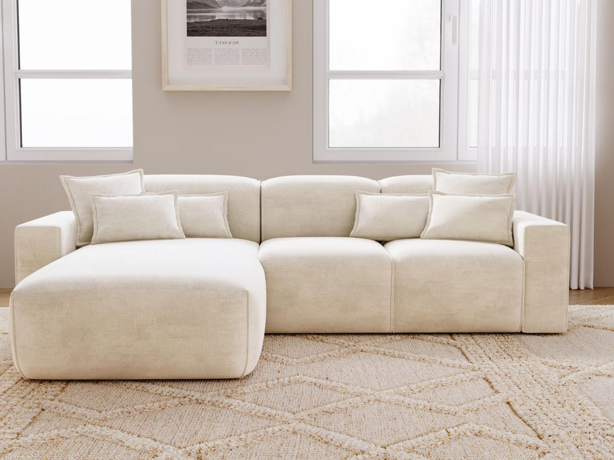 ECKSOFA Leni Beige Links - Beige, Holz/Textil (265/180cm) - Graingold